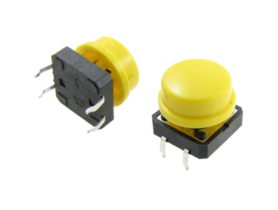 Interruptor t&aacute;til moment&acirc;neo 12x12x7,3 mm e bot&atilde;o redondo amarelo - Imagem 1