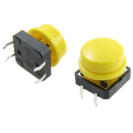 Interruptor t&aacute;til moment&acirc;neo 12x12x7,3 mm e bot&atilde;o redondo amarelo