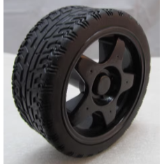 Roda preta 65 mm para rob&ocirc; Smart Car
