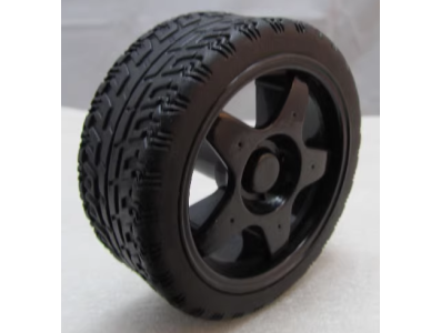 Roda preta 65 mm para rob&ocirc; Smart Car - Imagem 1