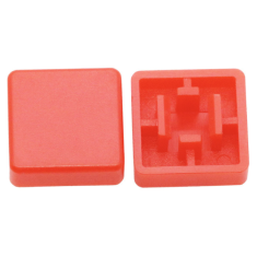 Capa vermelha quadrada para switch t&aacute;til 12&times;12&times;7,3 mm