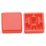 Capa vermelha quadrada para switch t&aacute;til 12&times;12&times;7,3 mm