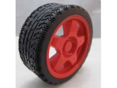 Roda 65 mm vermelha para carro rob&oacute;tico - Imagem 1