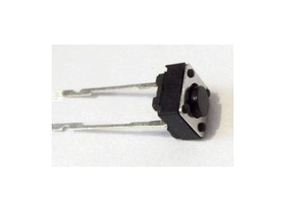 Interruptor t&aacute;til 6&times;6&times;5 mm 2 pinos, terminais longos com gancho para fita - Imagem 1