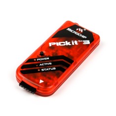 Programador e simulador PICKIT3 com logo da Microchip