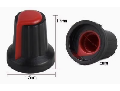 Bot&atilde;o rotativo vermelho para potenci&ocirc;metro, capa com di&acirc;metro interno 6 mm e externo 15 x 17 mm - Imagem 7