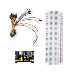 Breadboard 830 pontos com m&oacute;dulo de alimenta&ccedil;&atilde;o e 65 cabos jumper
