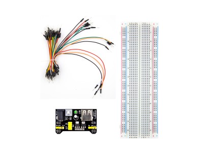 Breadboard 830 pontos com m&oacute;dulo de alimenta&ccedil;&atilde;o e 65 cabos jumper - Imagem 1