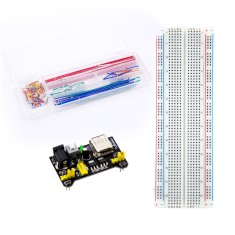 Protoboard 830 pontos + M&oacute;dulo de Alimenta&ccedil;&atilde;o + 140 Cabos Jumper