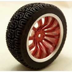 Roda 65 mm vermelha e prata para rob&ocirc; Smart Car 12 rim
