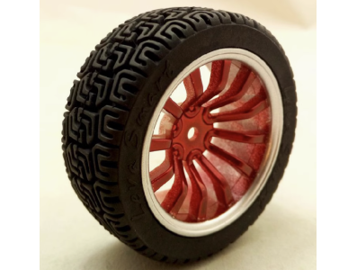 Roda 65 mm vermelha e prata para rob&ocirc; Smart Car 12 rim - Imagem 1