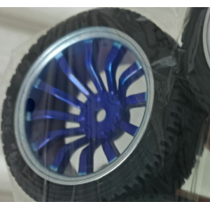 Roda 65 mm azul e prata aro 12 para Smart Car rob&oacute;tico