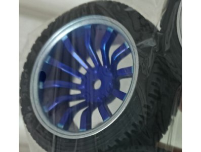 Roda 65 mm azul e prata aro 12 para Smart Car rob&oacute;tico - Imagem 1