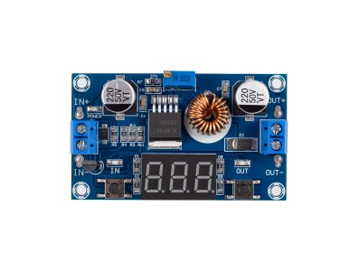 M&oacute;dulo conversor DC-DC step-down ajust&aacute;vel XL4015 5A 75W com volt&iacute;metro com display digital de 3 bits - Imagem 1