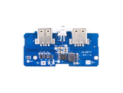 M&oacute;dulo PCB carregador e conversor boost (step-up) 3,7V para 5V 2A com dupla entrada Micro USB e LED para bateria 18650 DIY - Imagem 1