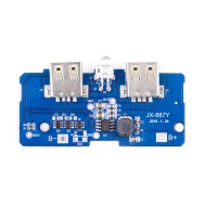 M&oacute;dulo PCB carregador e conversor boost (step-up) 3,7V para 5V 2A com dupla entrada Micro USB e LED para bateria 18650 DIY