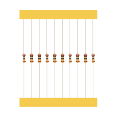 Resistor de carbono 10M&Omega; 1/4W 5% em fita (taping), 1 unidade