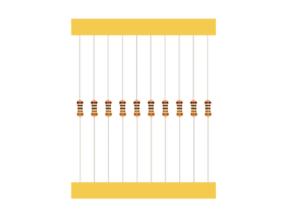 Resistor de carbono 1/4 W 5% em fita (valores 1 &Omega; a 10 M&Omega;), MOQ 5K/caixa - Imagem 1