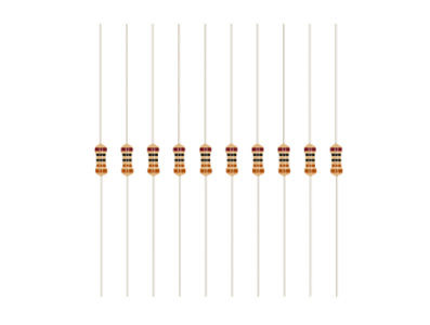 Resistor de carbono 1/4 W 5%, pacote solto, 1 &Omega; a 10 M&Omega; (resist&ecirc;ncias conforme anotado), quantidade m&iacute;nima 1.000 unidades - Imagem 1