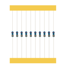 Resistor de filme met&aacute;lico 0,5 W 1% em fita, 1 &Omega; a 2,2 M&Omega;, resist&ecirc;ncia conforme indica&ccedil;&atilde;o, MOQ 2.000 unidades/caixa