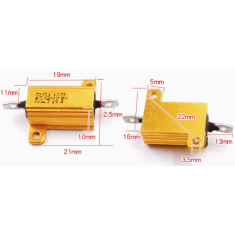 Resistor RX24 10W &plusmn;5% com inv&oacute;lucro de alum&iacute;nio dourado