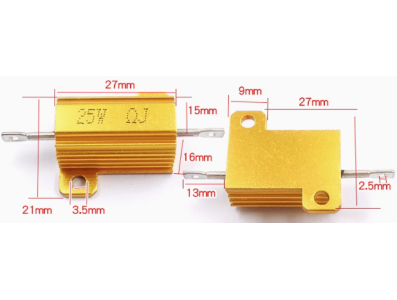 Resistor RX24 25W 5% com inv&oacute;lucro de alum&iacute;nio dourado - Imagem 1