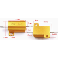 Resistor RX24 25W 5% com inv&oacute;lucro de alum&iacute;nio dourado