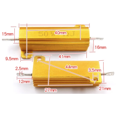 Resistor RX24 50W 5% com inv&oacute;lucro de alum&iacute;nio cor dourada