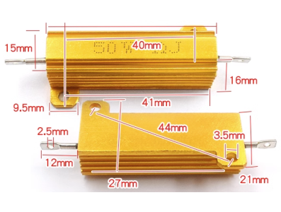 Resistor RX24 50W 5% com inv&oacute;lucro de alum&iacute;nio cor dourada - Imagem 1