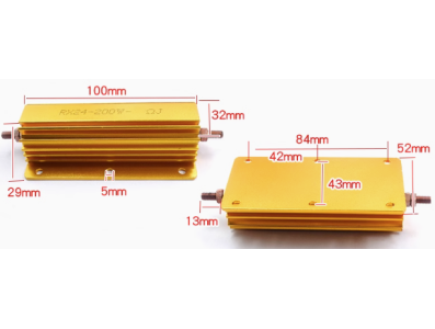 Resistor RX24 200W 5% alta pot&ecirc;ncia, caixa de alum&iacute;nio dourada, acess&oacute;rio para Arduino - Imagem 1