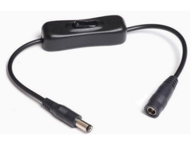 Cabo extensor DC 5,5&times;2,1 macho para f&ecirc;mea, preto, com interruptor 304 - Imagem 1