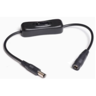Cabo extensor DC 5,5&times;2,1 macho para f&ecirc;mea, preto, com interruptor 304