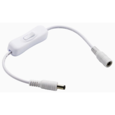 Cabo extensor branco com conector DC 5,5 x 2,1 macho-f&ecirc;mea e interruptor 304