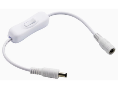 Cabo extensor branco com conector DC 5,5 x 2,1 macho-f&ecirc;mea e interruptor 304 - Imagem 1