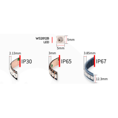 Fita LED SMD WS2812B ep&oacute;xi 60 LEDs/m flex&iacute;vel rolo 5 m &agrave; prova d'&aacute;gua 5V IP65