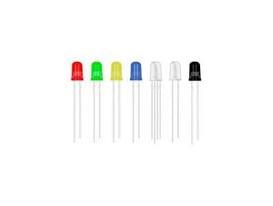 LED vermelho 3 mm, perna 28 mm, lente transparente tipo water clear - Imagem 1