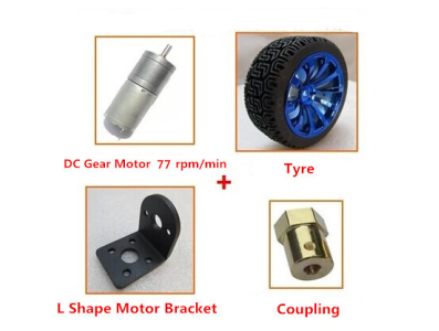 Kit de Rob&oacute;tica Autoequilibrante Smart Car Roda 65 mm Motor 77 rpm 6V Suporte Acoplamento 4 mm - Imagem 1