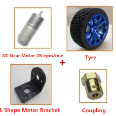 Kit self-balancing, roda 65 mm, motor 280 rpm 6 V, suporte e acoplamento 4 mm