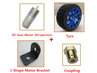 Kit self-balancing, roda 65 mm, motor 280 rpm 6 V, suporte e acoplamento 4 mm - Imagem 1