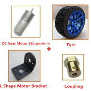 Kit self-balancing, roda 65 mm, motor 280 rpm 6 V, suporte e acoplamento 4 mm