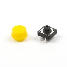 Capa de bot&atilde;o redonda amarela para interruptor t&aacute;til quadrado 12&times;12&times;7,3 mm