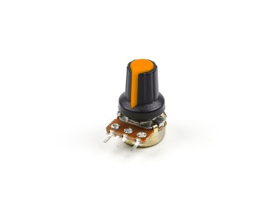 Bot&atilde;o rotativo laranja para potenci&ocirc;metro, furo interno 6 mm, externo 15 x 17 mm - Imagem 2