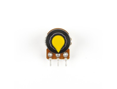 Manopla para potenci&ocirc;metro rotativo amarela, furo interno 6 mm, dimens&otilde;es externas 15 &times; 17 mm - Imagem 3