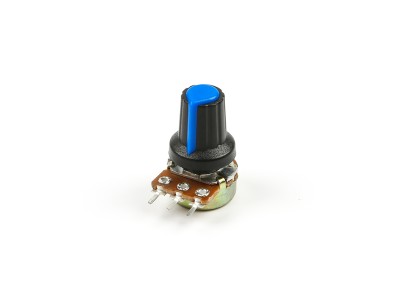 Man&iacute;pulo rotativo azul para potenci&ocirc;metro, furo interno 6 mm e dimens&otilde;es externas 15 x 17 mm - Imagem 2