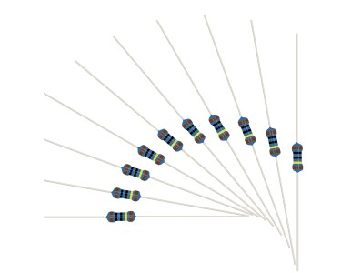 Resistor de filme met&aacute;lico 1M&Omega;, 1/4W, 1%, embalagem em fita (1 unidade) - Imagem 4