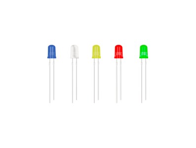 Kit sortido de LEDs 5mm DIY: vermelho, branco, amarelo, verde e azul - Imagem 2