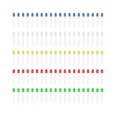 Kit sortido de LEDs 5mm DIY: vermelho, branco, amarelo, verde e azul