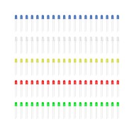 Kit sortido de LEDs 5mm DIY: vermelho, branco, amarelo, verde e azul