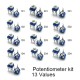 Kit 65 pe&ccedil;as potenci&ocirc;metros trimmer de ajuste superior 100 &Omega; a 1 M&Omega;, 13 tipos x5 - Thumb - 1