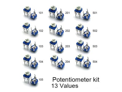 Kit 65 pe&ccedil;as potenci&ocirc;metros trimmer de ajuste superior 100 &Omega; a 1 M&Omega;, 13 tipos x5 - Imagem 1